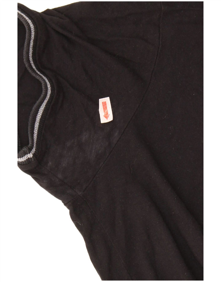 GUESS Damen Übergroßes Grafik-T-Shirt-Oberteil UK 6 XS Schwarz