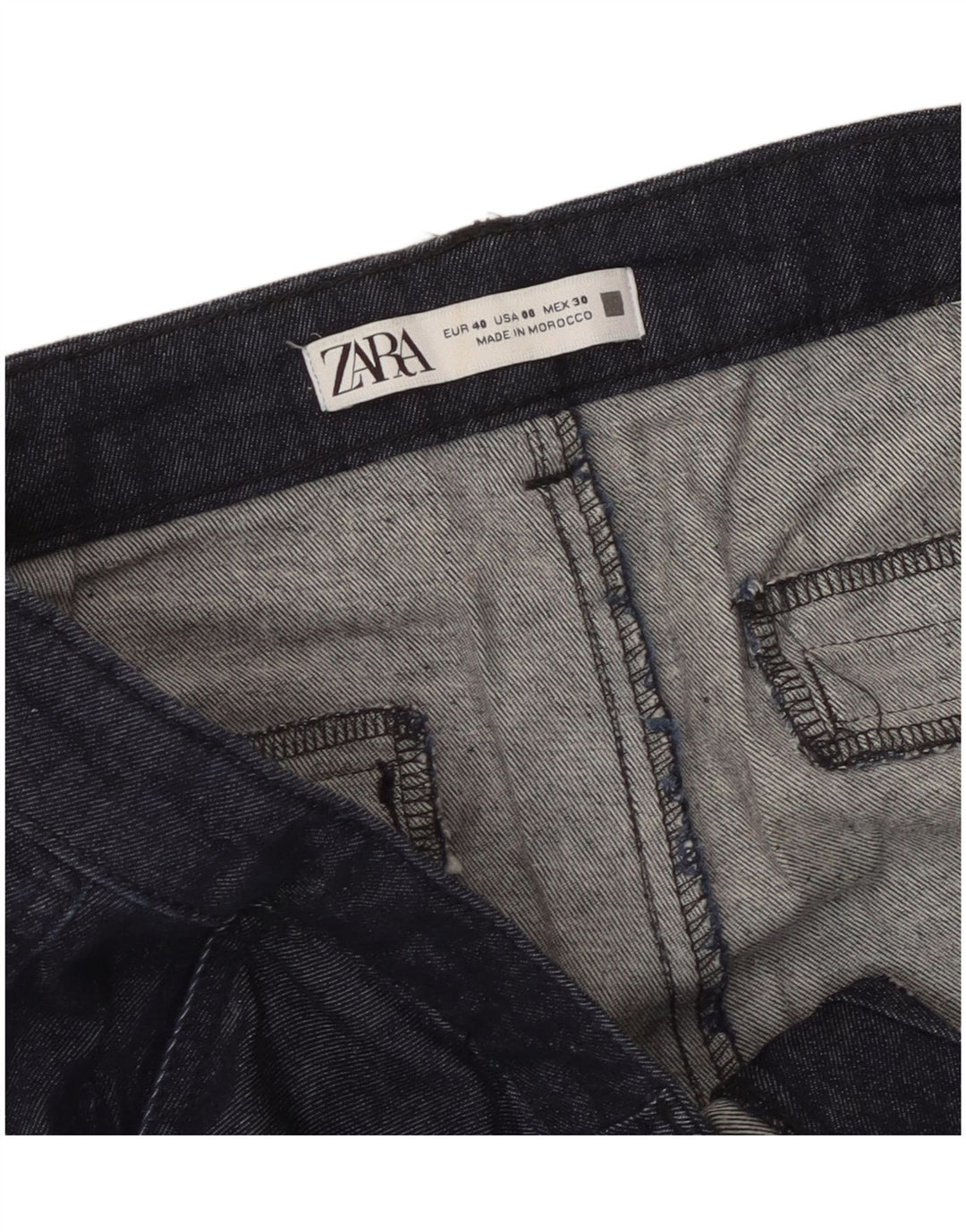 Zara Damen-Hose, kurz geschnitten, EU 40, M, W30, L25, Marineblau