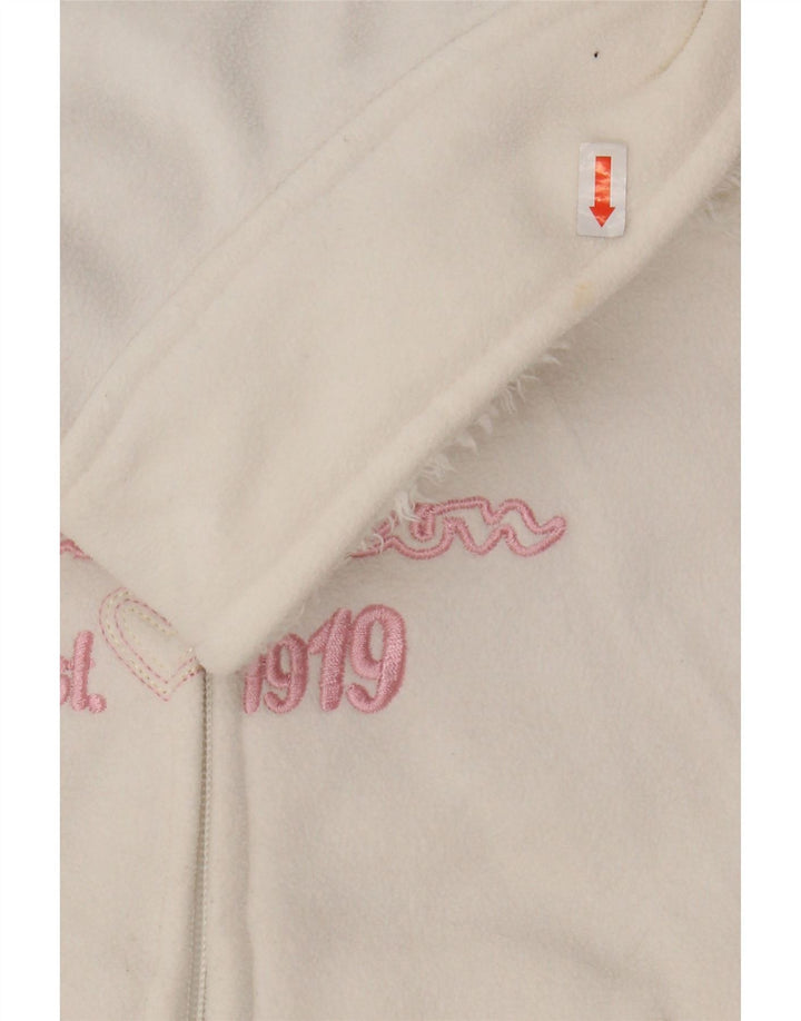 CHAMPION Girls Graphic Fleece Jacket 11-12 Years White Polyester