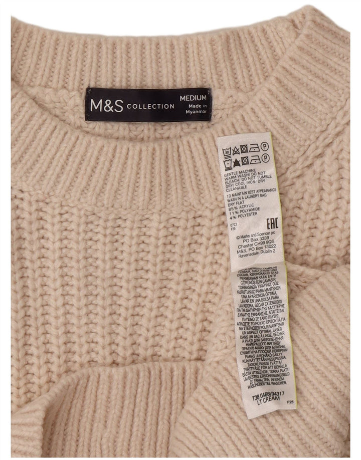 Marks & Spencer Damen-Pullover mit Rundhalsausschnitt, Gr. 14, Mittel, gebrochenes Weiß
