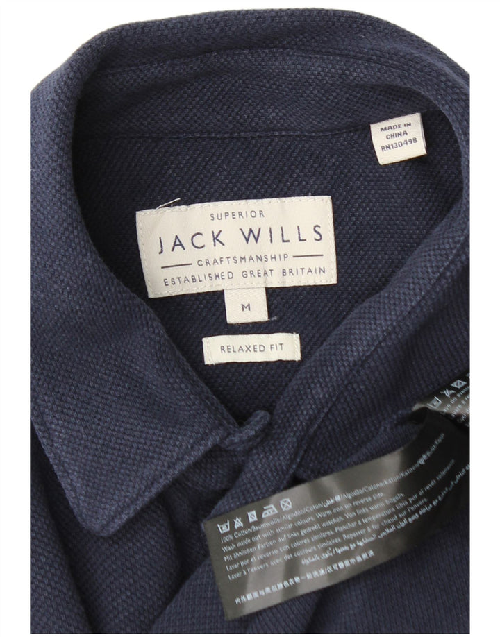 Jack Wills Herren-Hemd mit entspannter Passform, mittelmarineblaue Baumwolle