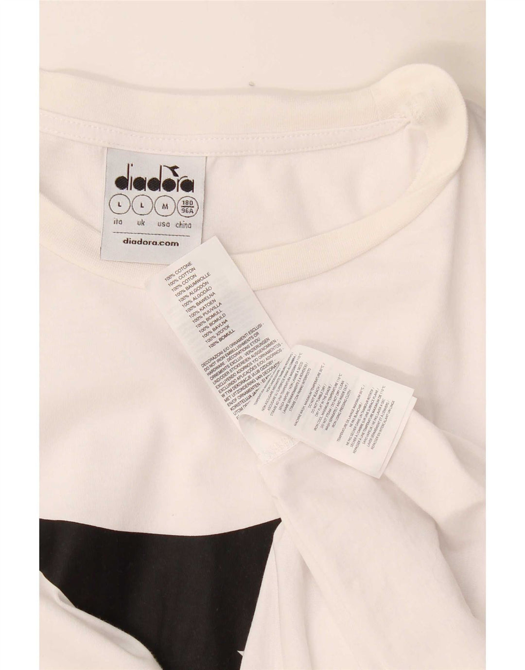 Diadora Herren-T-Shirt mit Grafik, Größe L, aus weißer Baumwolle