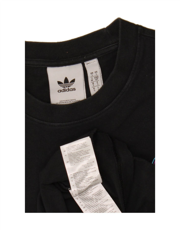 ADIDAS Mens Graphic T-Shirt Top Small Black Cotton Vintage Adidas and Second-Hand Adidas from Messina Hembry 