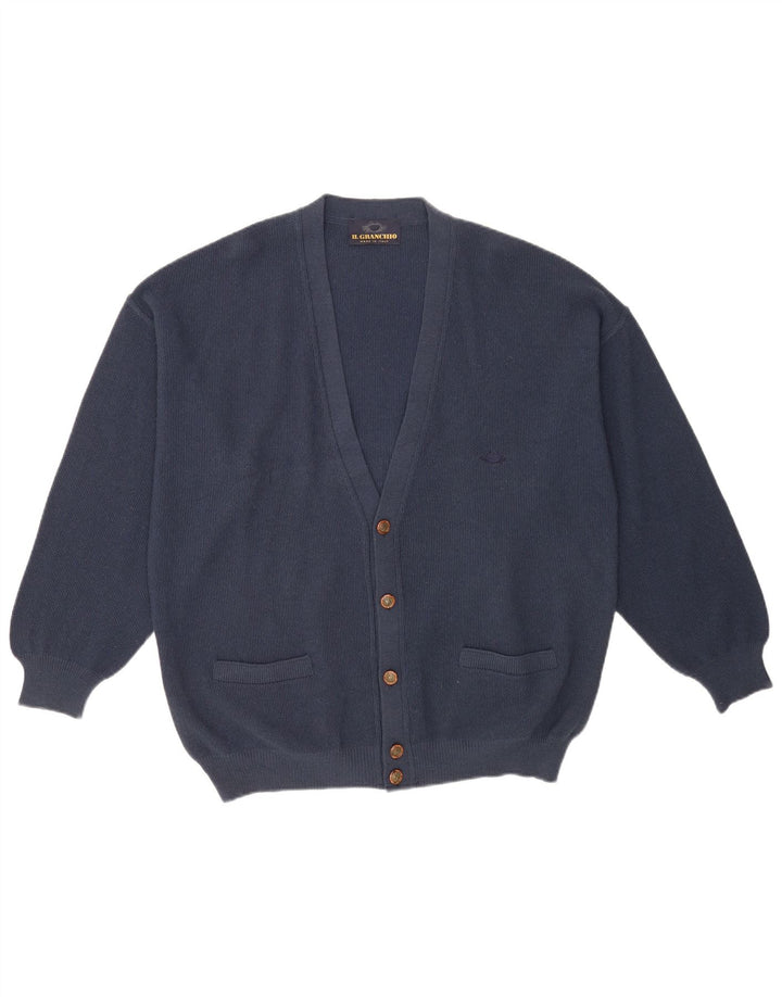 Il Granchio Herren-Strickjacke, große marineblaue Wolle