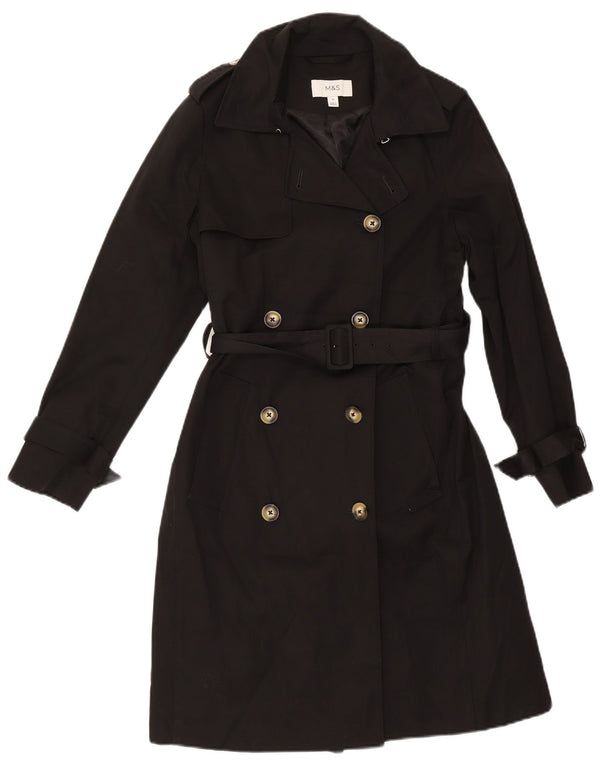 Marks & Spencer Damen Zweireihiger Trenchcoat UK 10 Small Schwarz