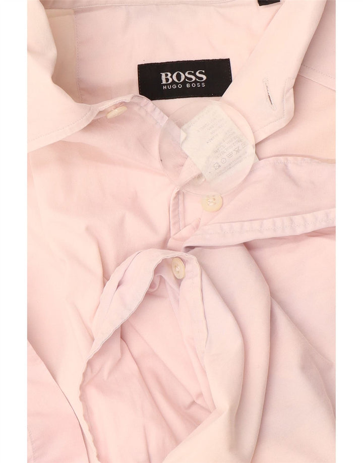 HUGO BOSS Herren Kurzarmhemd Mittelrosa Baumwolle