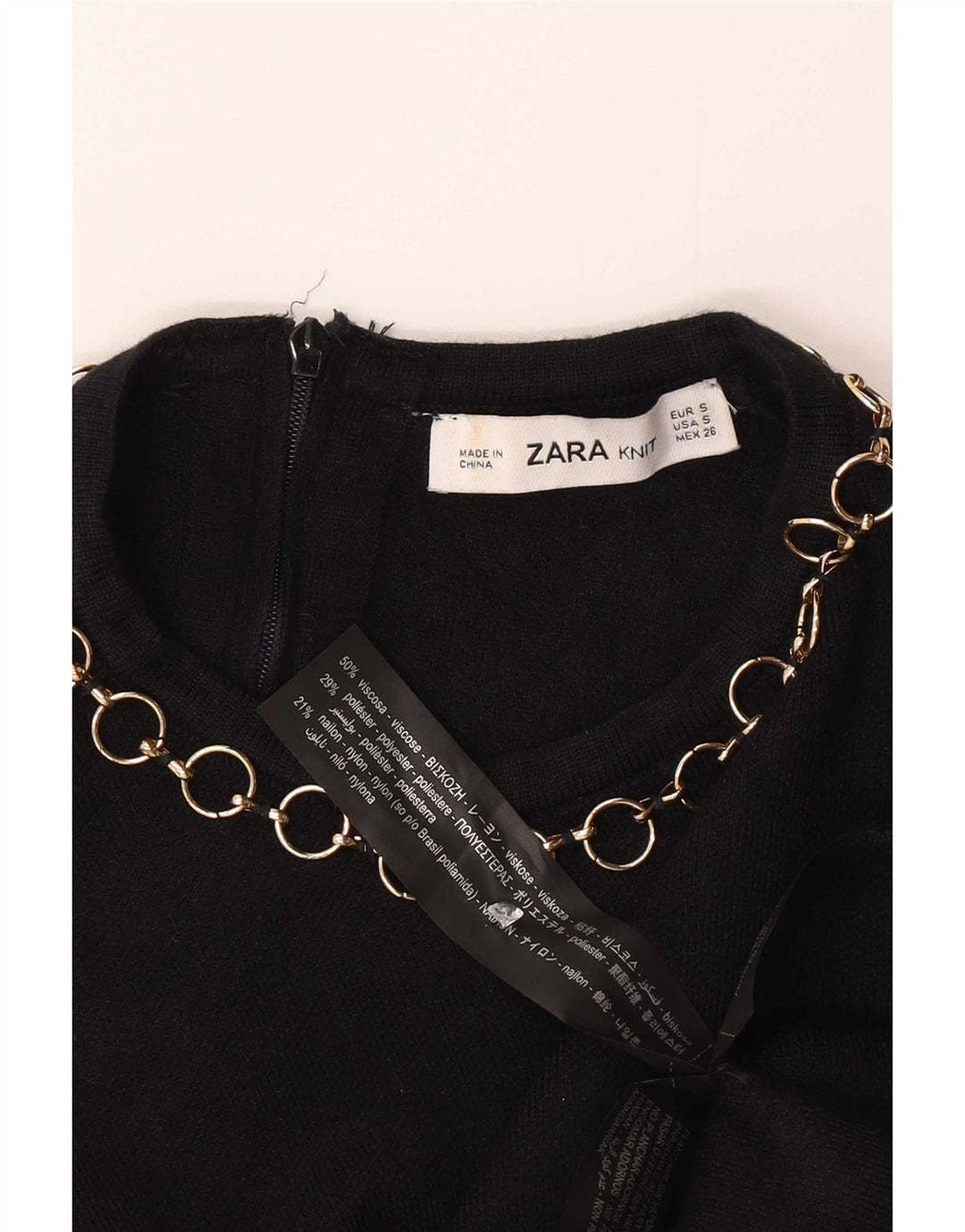 Zara Damen Crop Bluse Top UK 10 Small Schwarz Viskose