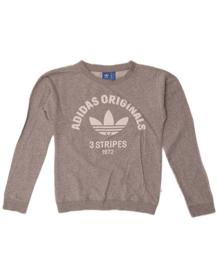 Adidas Damen Graphic Sweatshirt Pullover UK 8 Small Grau