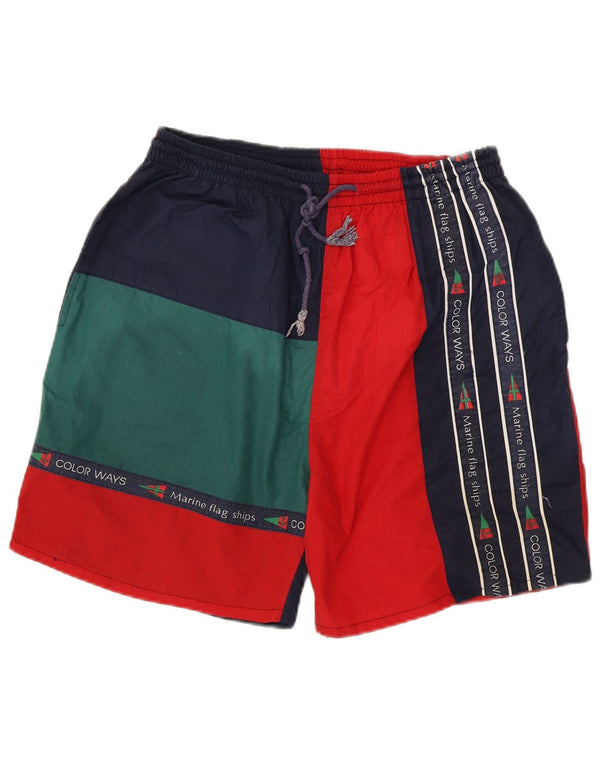 Vintage Herren-Sportshorts mit Grafik, XL, mehrfarbig, Colourblock-Polyester