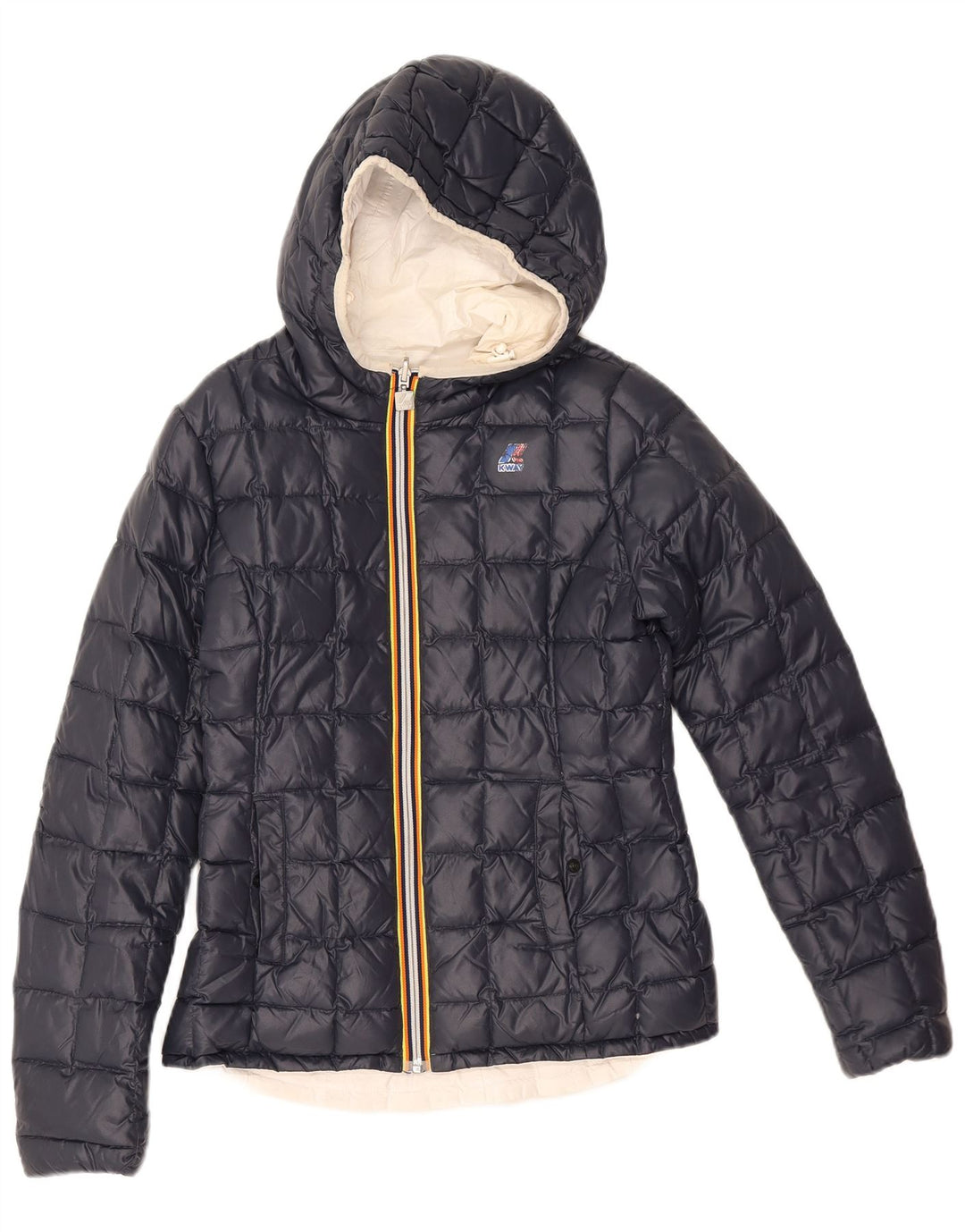K-Way Wattierte Jacke mit Kapuze für Mädchen, 7–8 Jahre, Marineblau