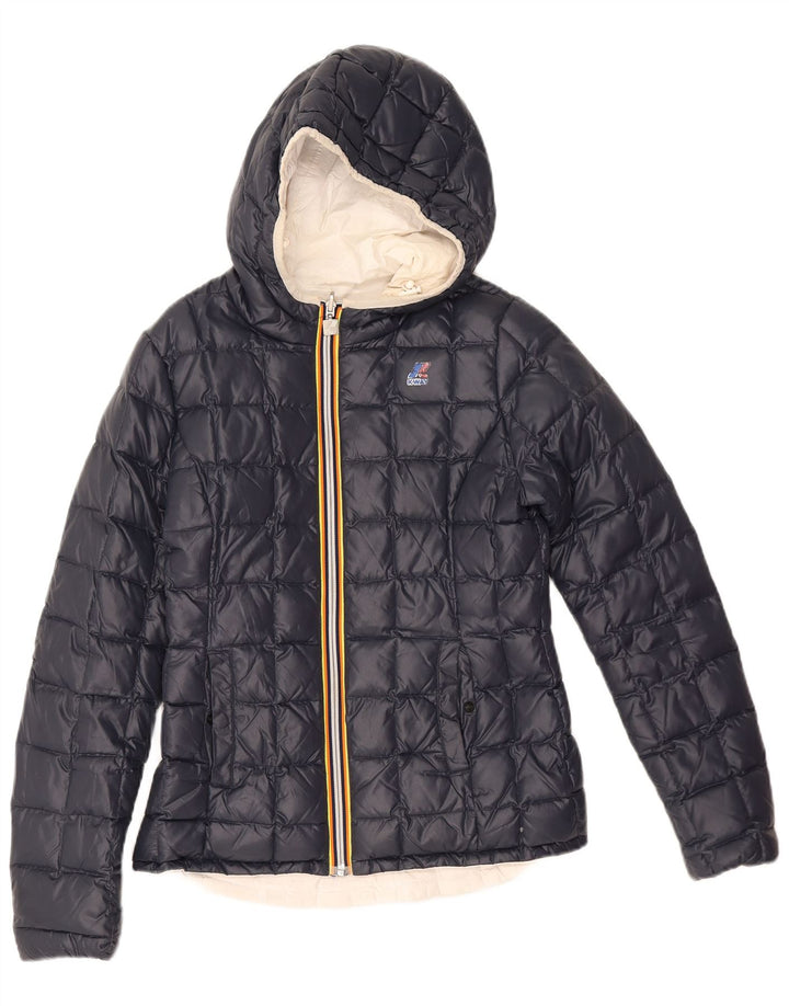 K-Way Wattierte Jacke mit Kapuze für Mädchen, 7–8 Jahre, Marineblau