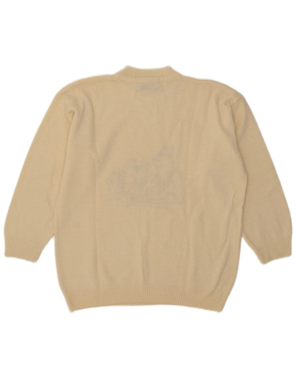 Cristal Paul Damen-Pullover mit grafischem Rundhalsausschnitt, Gr. 18, XL, gebrochenes Weiß