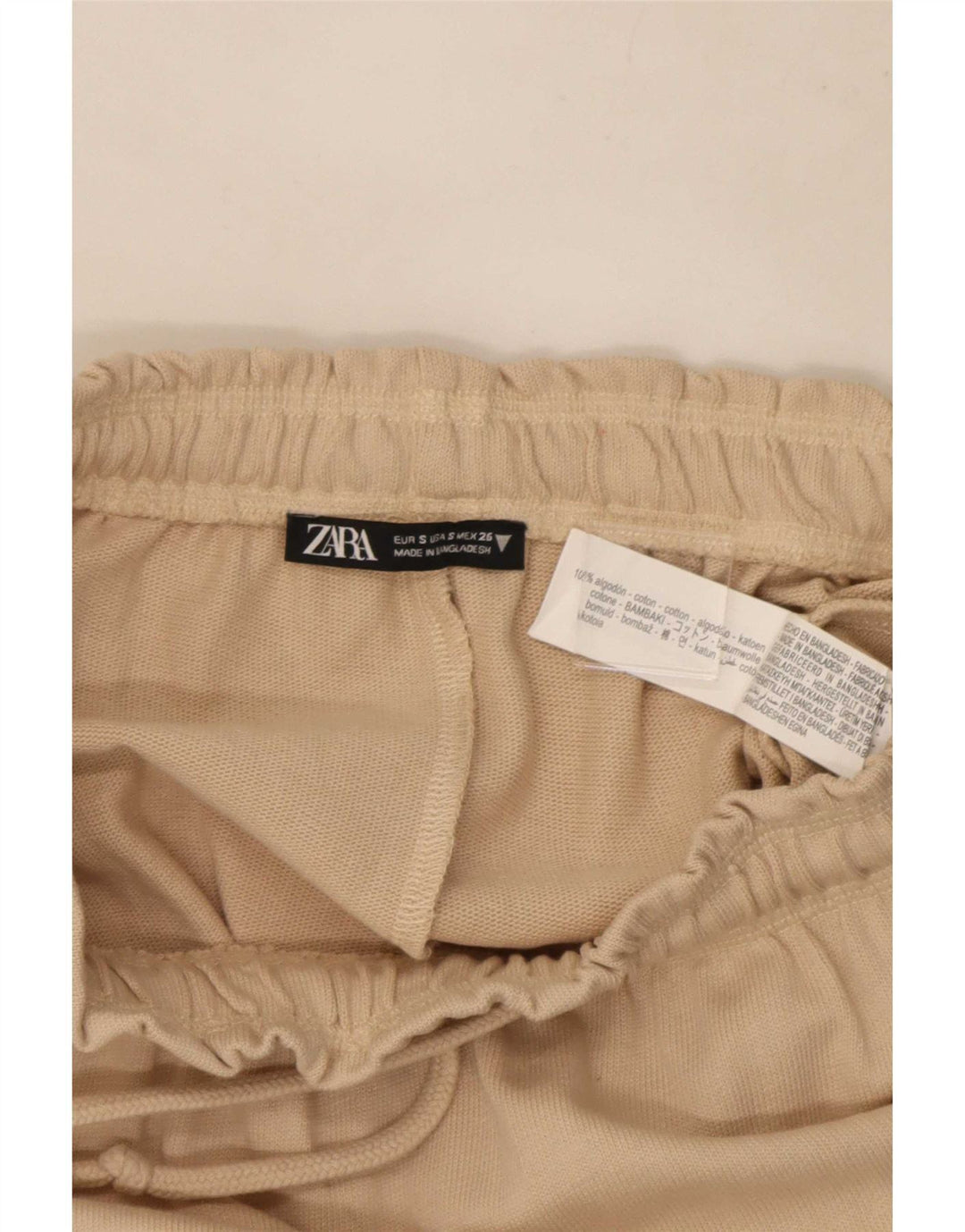 Zara Damen Midirock Small W26 Beige Baumwolle
