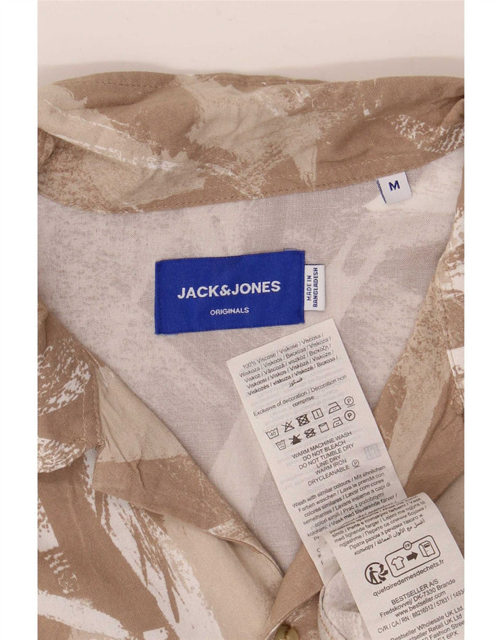 Jack & Jones Herren-Kurzarmhemd mit abstraktem Muster, mittelbeige Viskose