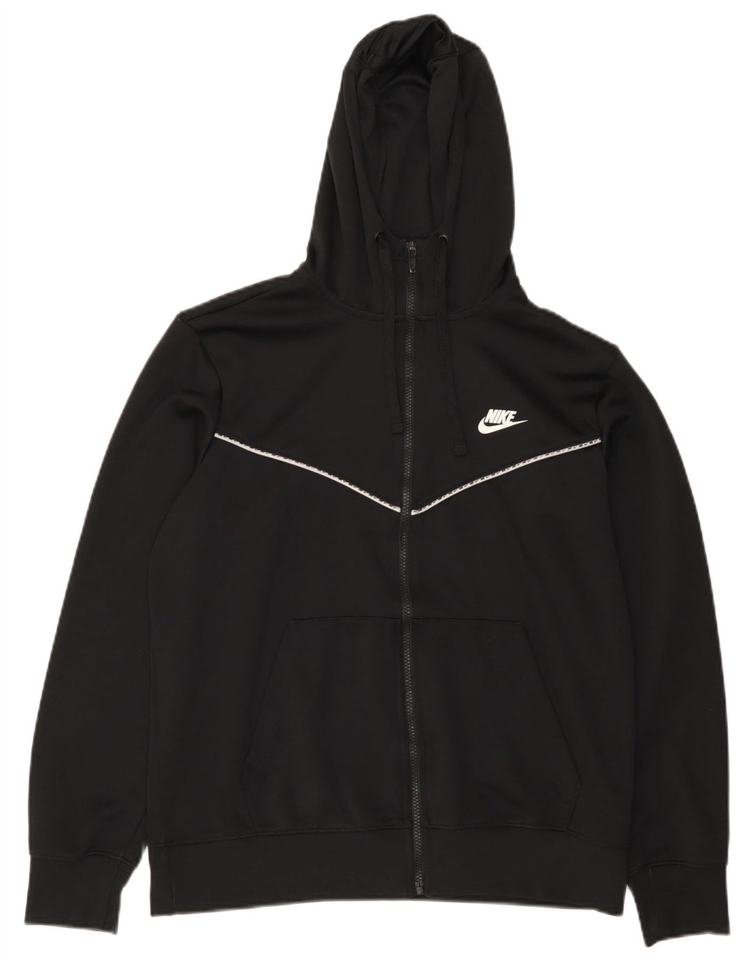 Nike Herren-Kapuzenpullover mit Reißverschluss, groß, aus schwarzem Polyester