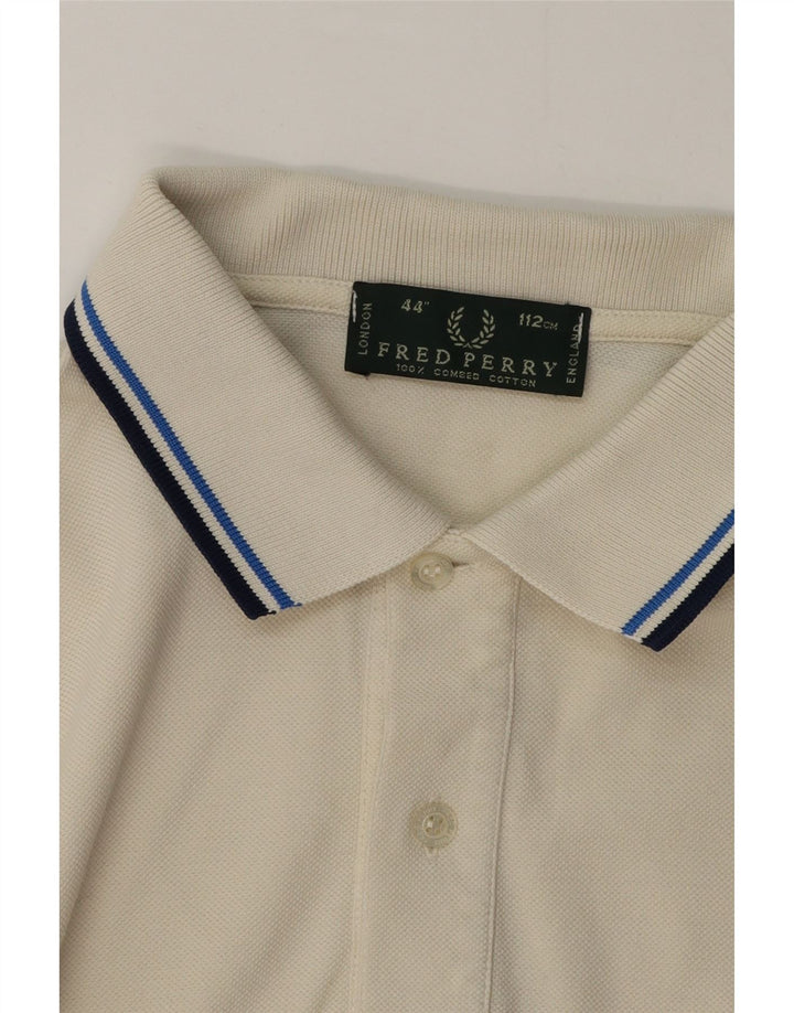 Fred Perry Herren-Poloshirt aus mittelweiß gestreifter Baumwolle