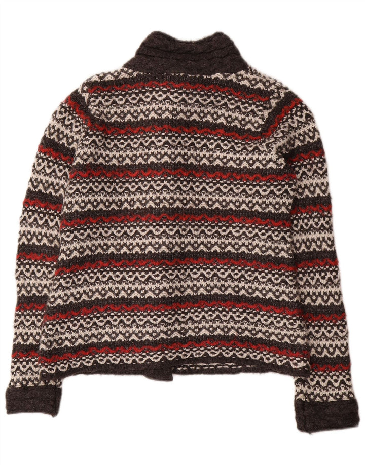 Per Una Damen-Cardigan-Pullover UK 14 Mittelgrau gestreift aus Acryl