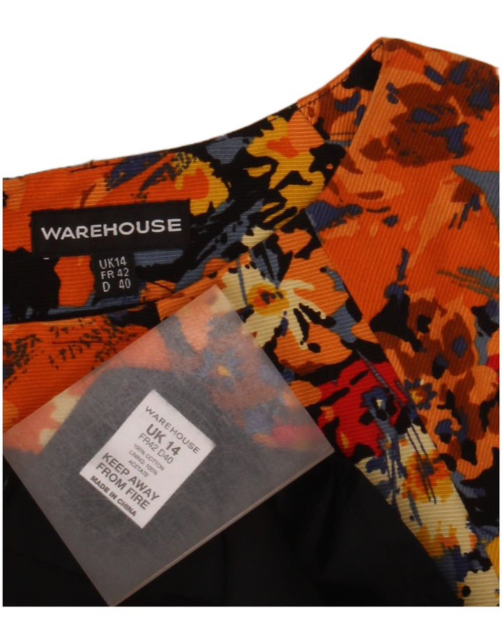 Warehouse Damen-Etuikleid, UK-Größe 44, aus mehrfarbiger Baumwolle mit Blumenmuster, mittelgroß