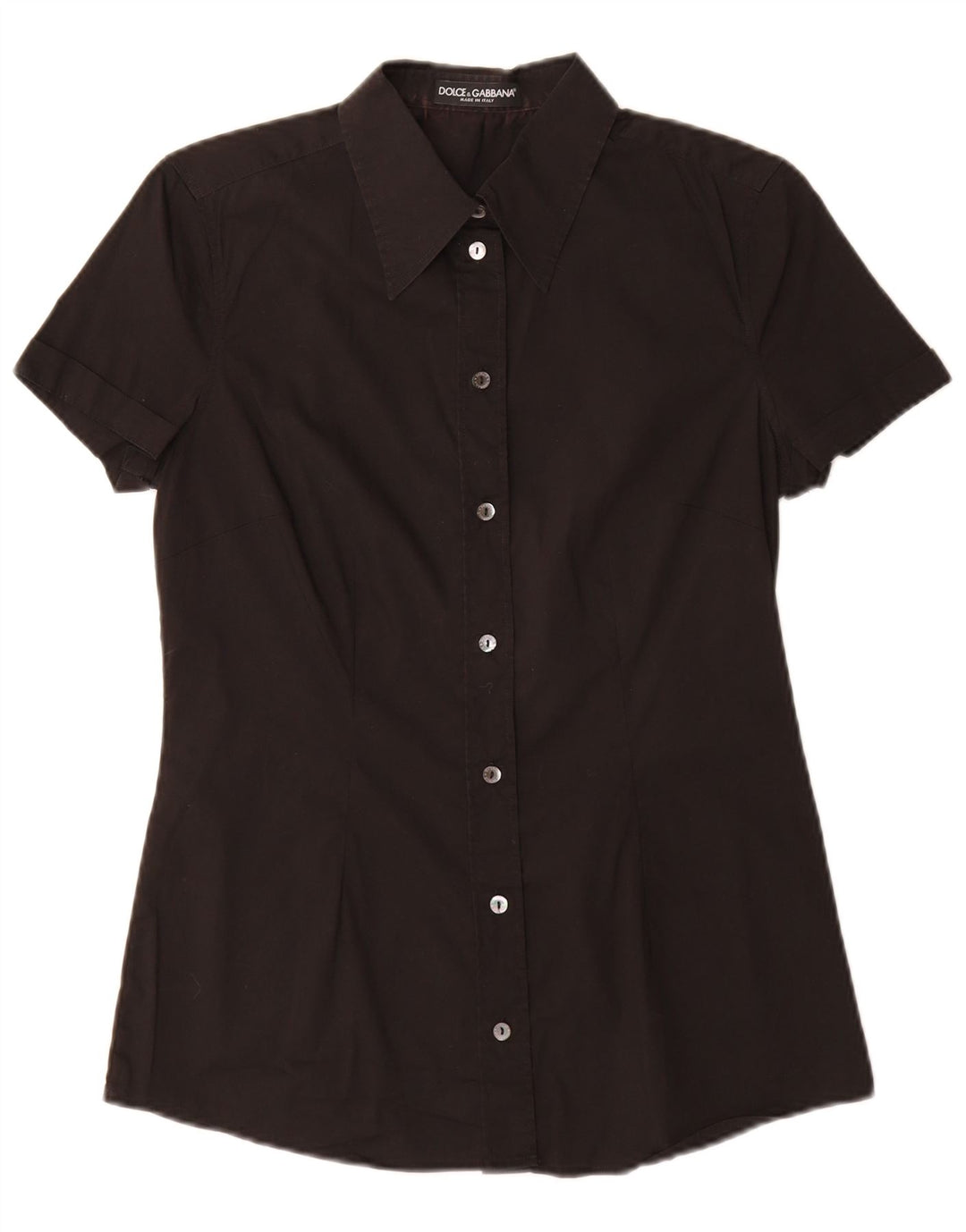 Dolce & Gabbana Damen Kurzarmhemd IT 42 Mittelschwarze Baumwolle