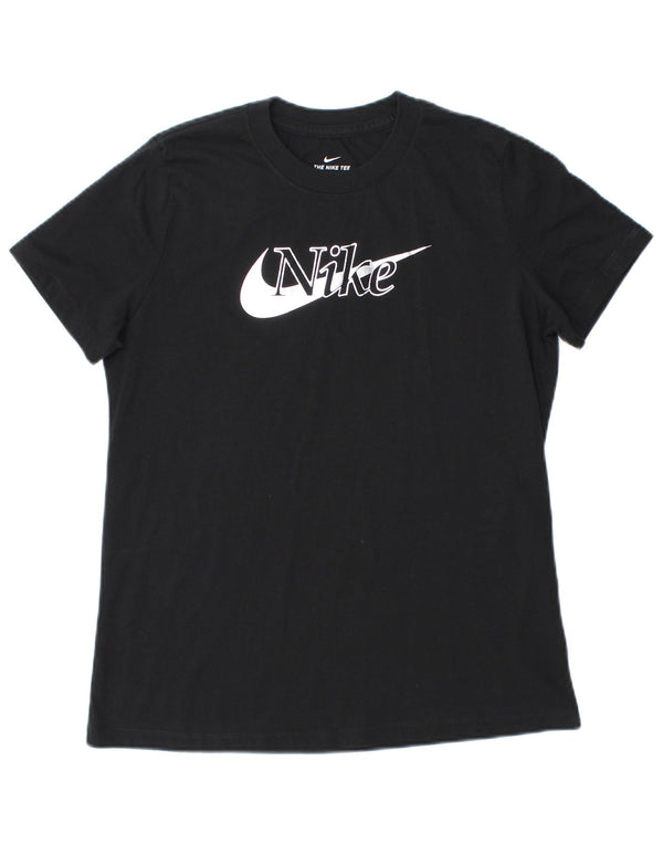 Nike Damen Graphic T-Shirt Top UK 12 Medium Schwarz