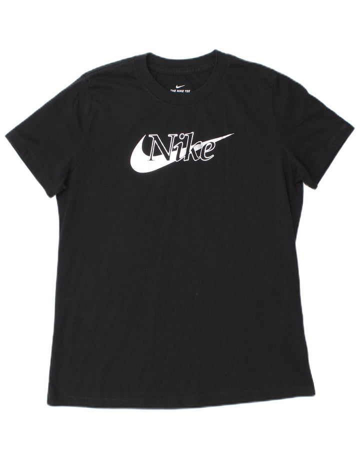 Nike Damen Graphic T-Shirt Top UK 12 Medium Schwarz
