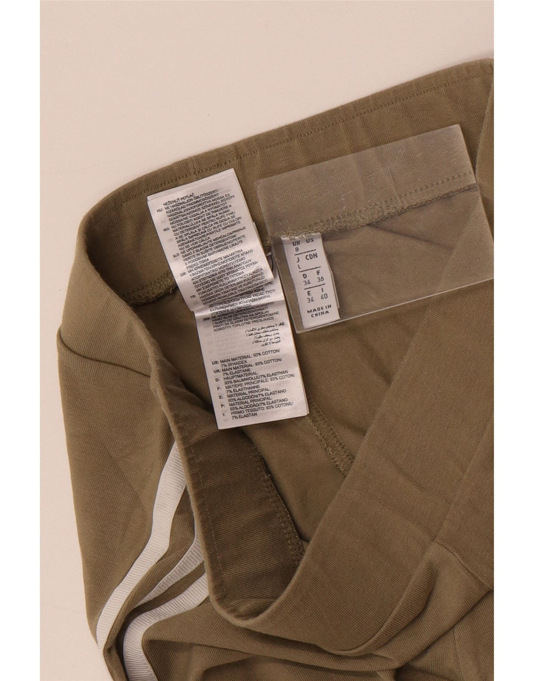 ADIDAS Damen Leggings UK 8 Small Khaki Baumwolle