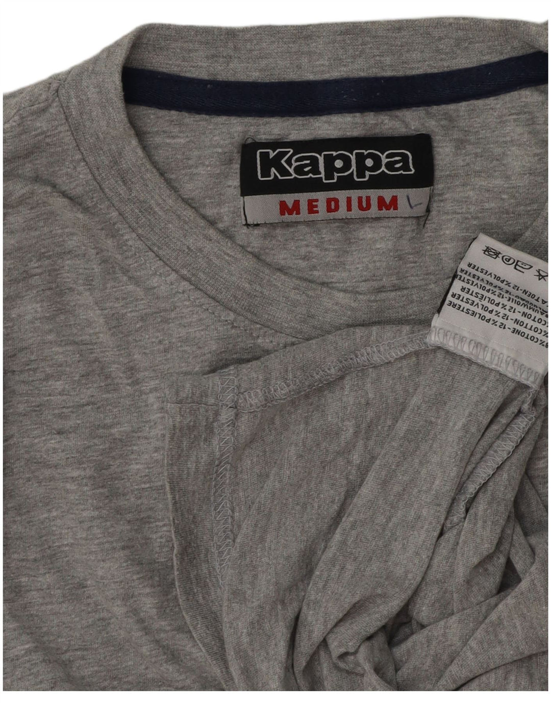 Kappa Herren-T-Shirt-Oberteil aus mittelgrau gesprenkelter Baumwolle