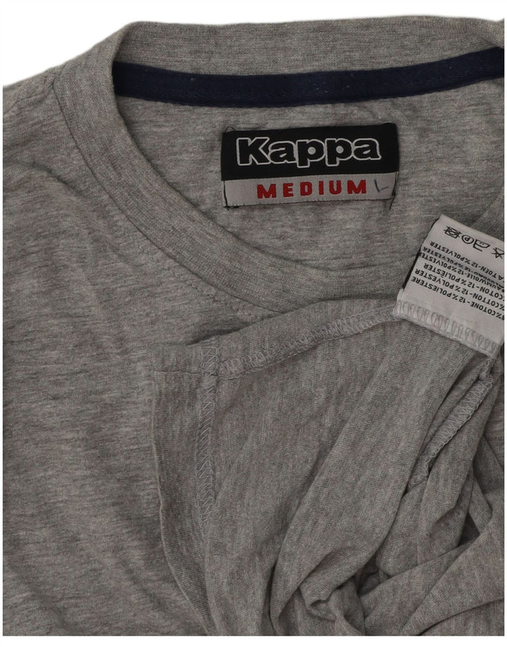 Kappa Herren-T-Shirt-Oberteil aus mittelgrau gesprenkelter Baumwolle