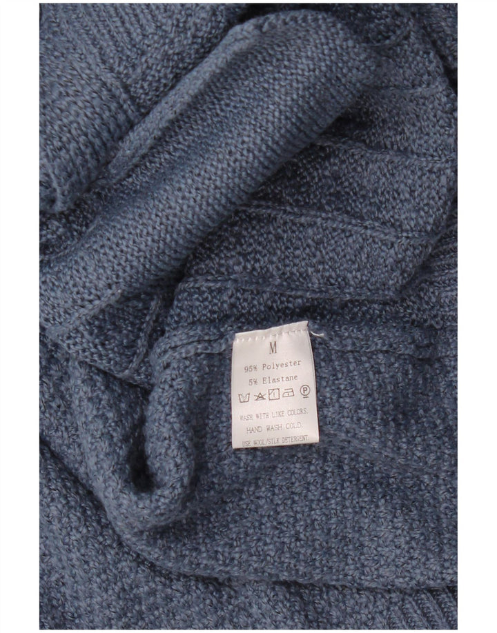 Vintage Damen Loose Fit Cardigan Pullover UK 14 Mittelblaues Polyester