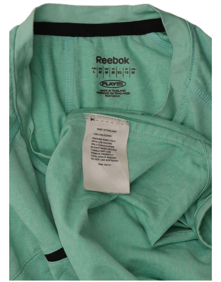 REEBOK Womens Top Long Sleeve UK 12 Medium Green Polyester