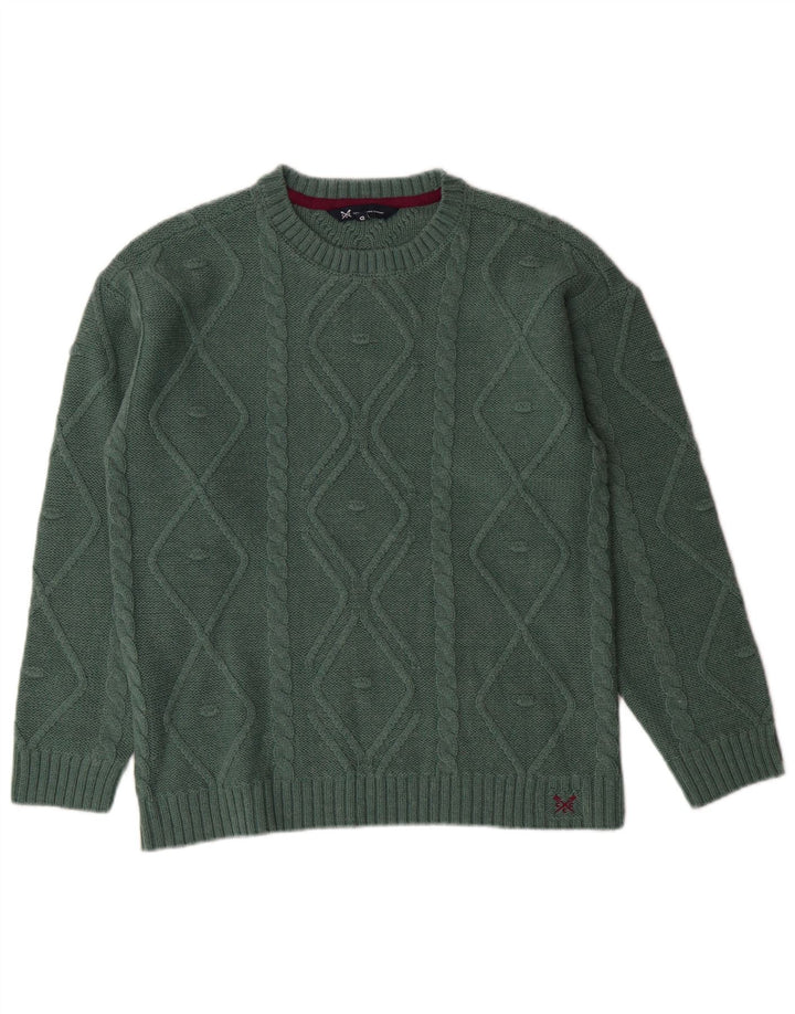 CREW CLOTHING Damen-Pullover, übergroß, Rundhalsausschnitt, Gr. 10, Größe S, Grün