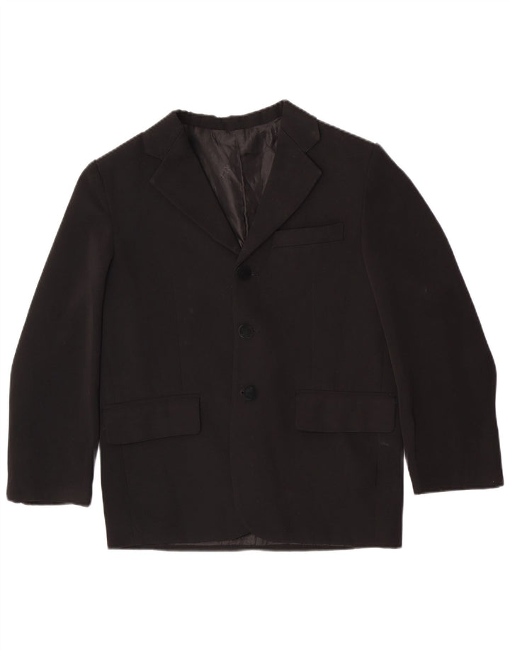 Vintage Jungen 3-Knopf-Blazerjacke 11-12 Jahre Schwarz