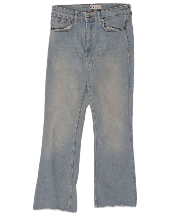 Zara Damen Bootcut Cropped Jeans EU 38 Small W28 L25 Blau