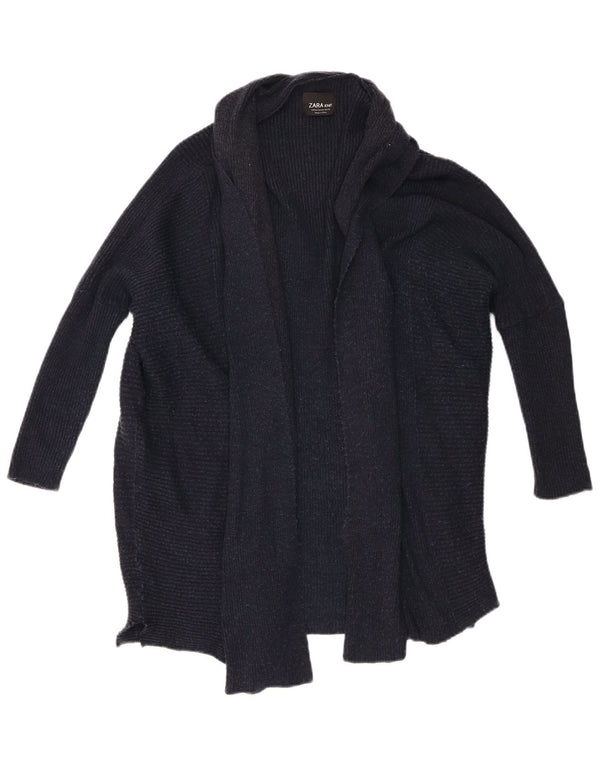 Zara Damen-Cardigan mit 3/4-Ärmeln, offener Strickjacke, Gr. 14, mittleres Marineblau meliert