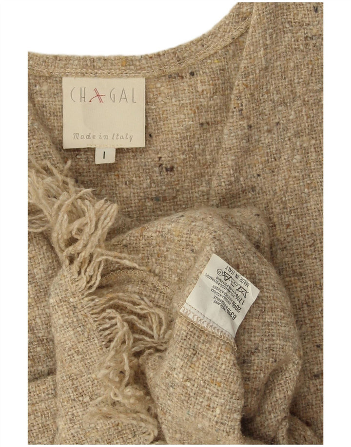 Vintage Damen Ärmelloser Cardigan Pullover UK 14 Mittelgrau gefleckte Wolle