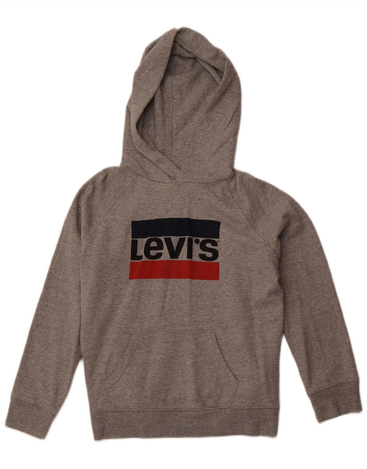 LEVI'S Damen-Kapuzenpullover mit Grafik, UK 14, mittelgrau gefleckte Baumwolle