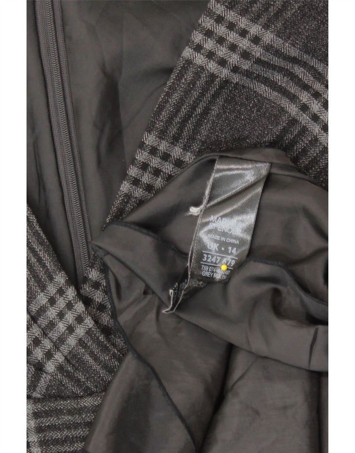 Marks & Spencer Damen Etuikleid UK 14 Mittelgrau kariertes Polyester