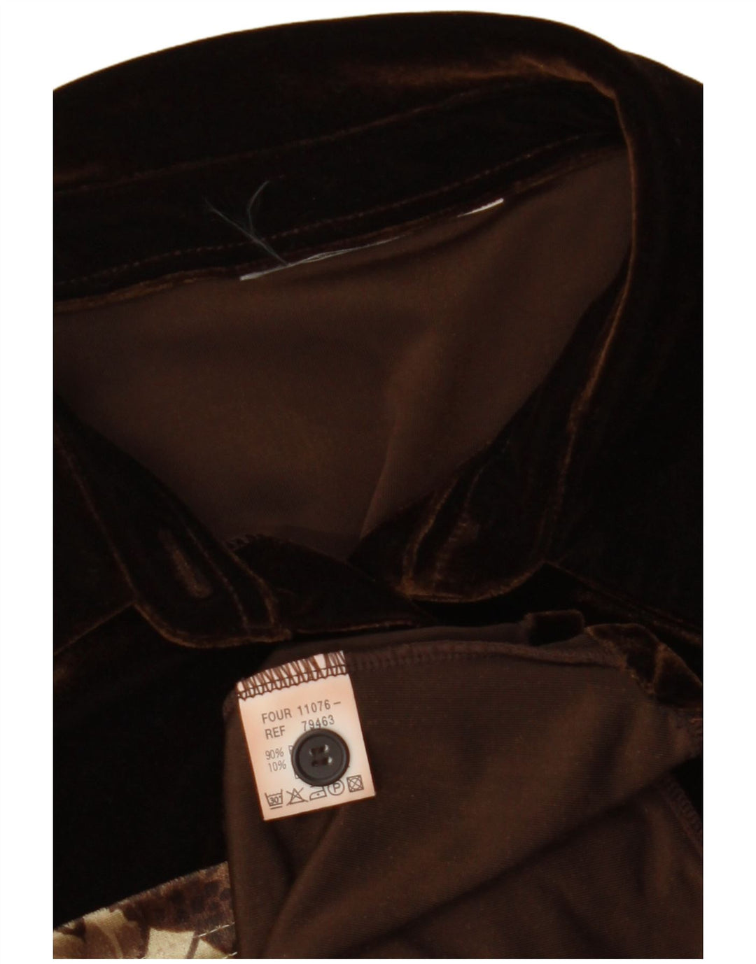 VINTAGE Damen Velours ärmellose Hemdbluse UK 12 Mittelbraun geblümt