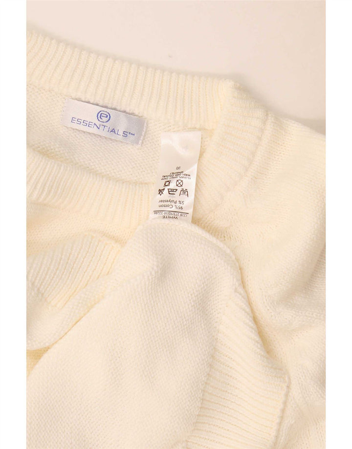 Essentials Herren-Pullover mit Rundhalsausschnitt, 2XL, weiße Baumwolle