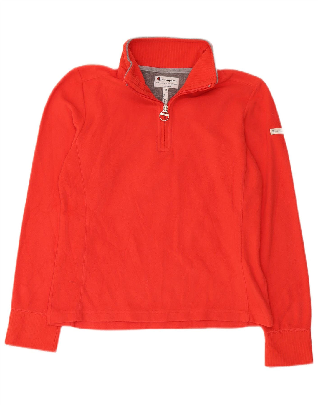 Champion Damen Easy Fit Fleece-Pullover mit Reißverschluss, UK 14, Mittelrot, Polyester