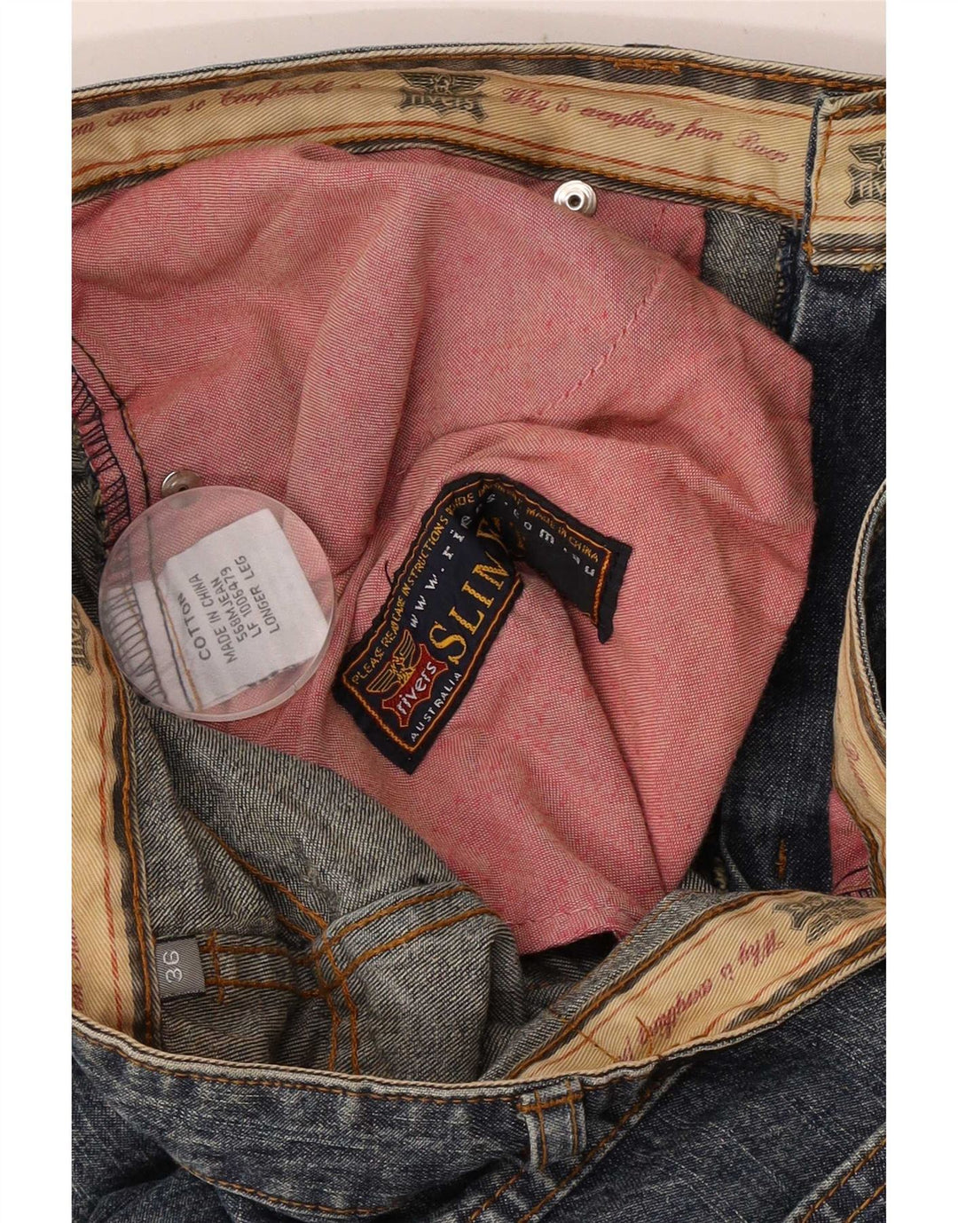 Rivers Herren Straight Jeans W36 L33 Blaue Baumwolle