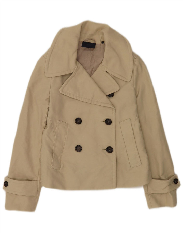Aspesi Damen Crop Pea Coat IT 40 Small Beige Baumwolle