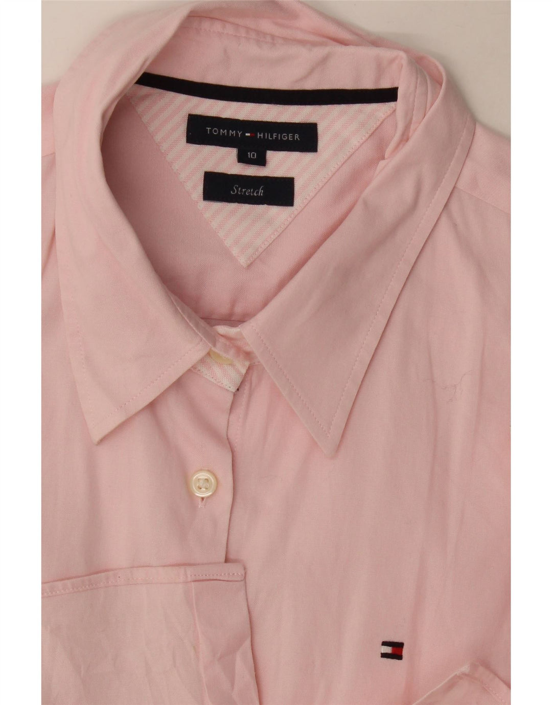 Tommy Hilfiger Damen formelles Hemd, US 10, groß, rosa gestreift