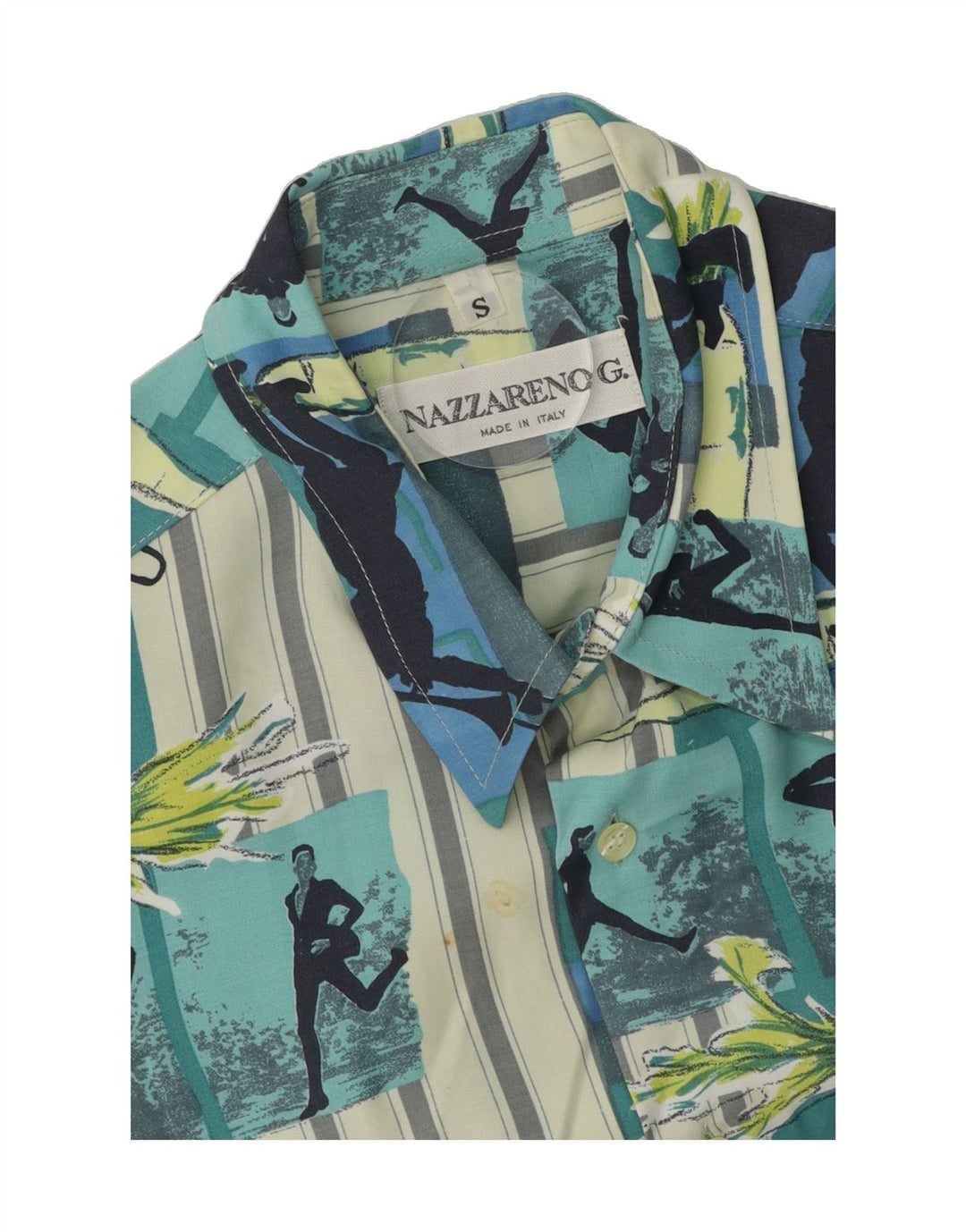 NAZZARENO G. Mens Abstract Pattern Short Sleeve Shirt Small Multicoloured Vintage Nazzareno G. and Second-Hand Nazzareno G. from Messina Hembry 