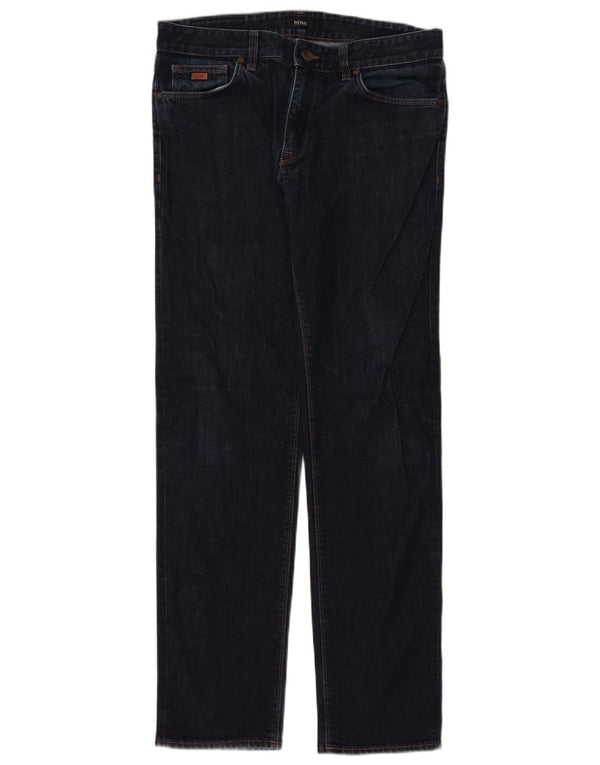 Hugo Boss Mens Straight Jeans W32 L32 Navy Blue Cotton