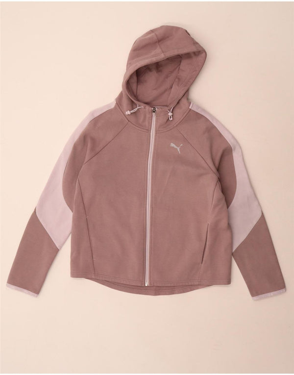 Puma Womens Zip Hoodie Pullover UK 14 Mittellila Colourblock Baumwolle