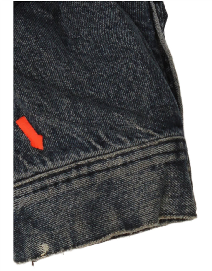 Zara Damen Crop Übergroße Jeansjacke UK 14 Mittelmarineblaue Baumwolle