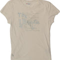 SUPERGA Womens Graphic T-Shirt Top UK 12 Medium Off White Cotton Vintage Superga and Second-Hand Superga from Messina Hembry 