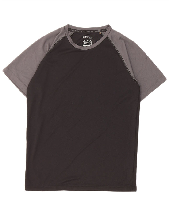 Mountain Warehouse Herren-T-Shirt-Oberteil aus mittelschwarzem Colourblock-Polyester