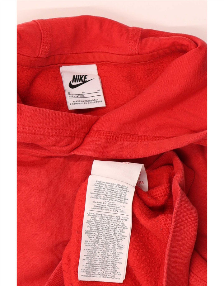 Nike Jungen-Pullover mit grafischem Kapuzenpullover, 10–11 Jahre, mittelrote Baumwolle